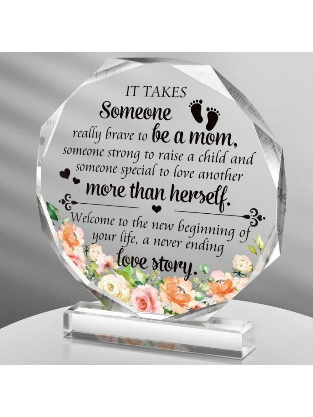 New Mom Gifts - Inspirational Acrylic Desk Decor for First Mother's Day & Home